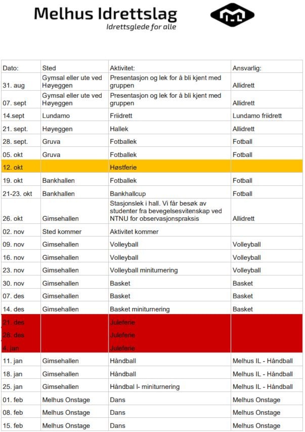 Aktivitetsplan allidrett 1. trinn 2022/2023